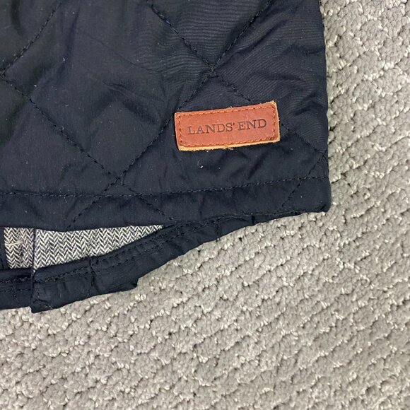 Lands' End Quilted Jacket Men's Medium Black Primaloft Insulation Snap Field - Picture 4 of 10